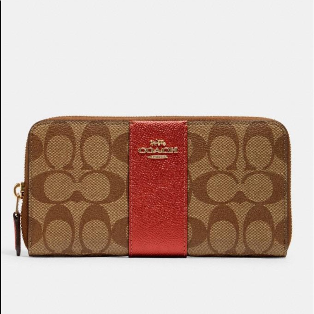 Coach accordion zip wallet in signature canvas